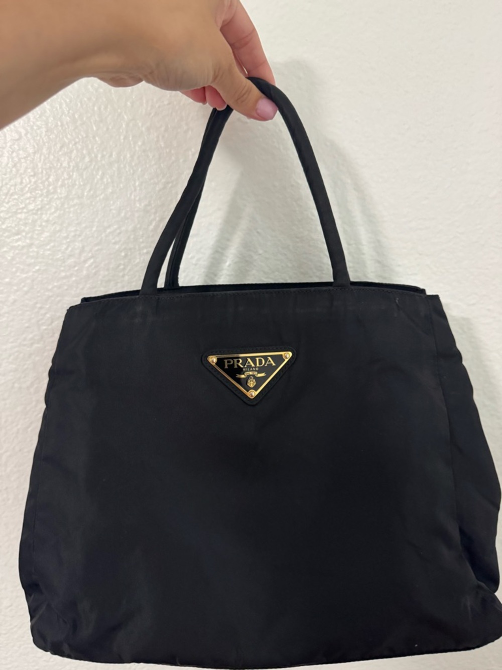 Prada Black Nylon Tote - Gold